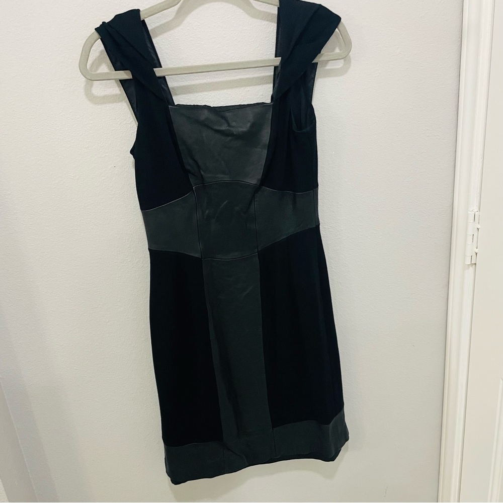 Antonio Melani Black Leather Patch Dress Womens Size 4